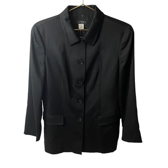 J Crew Black Wool Button-Down Jacket Size 8 NWT - Picture 1 of 10